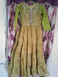 Olive Green Tiered Maxi gown for women