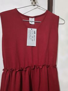 Dhunki women A line Maroon dress