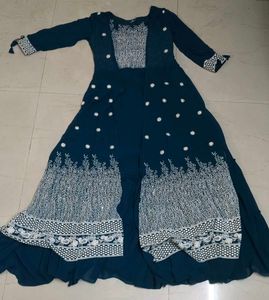 Elegant Teal Embroidered Anarkali