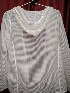 Off White Sheer Stripes Cardigan