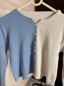 Two-Tone Ribbed Cardigan