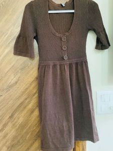 Brown Knit Mini Dress