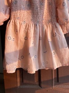 Peach Floral Smocked Top