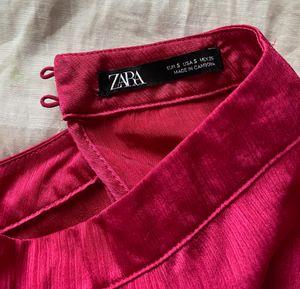 Zara Peplum Pink Satin Top