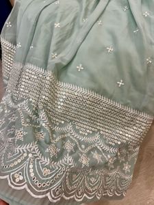 Embroidered Gown &amp; Dupatta Set 🩵