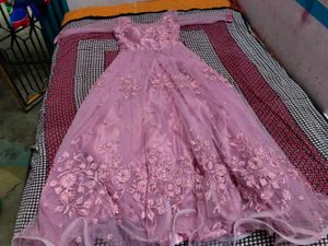 Elegant Pink Embroidered Gown