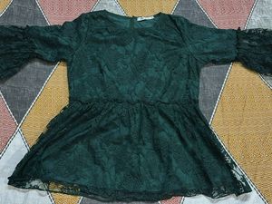 Lace Bell Sleeve Peplum Top