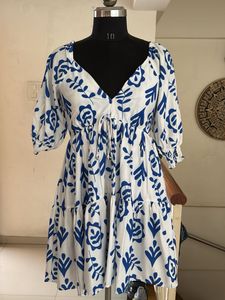Blue & White Print Dress ₹600 Sale ⚡️⚡️