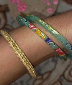 Teal Vintage Y2K Floral Print Bangles