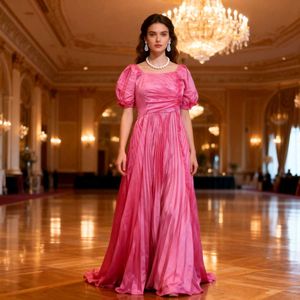 Elegant Pink Pleated Gown