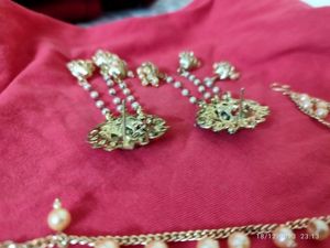 Bahubali Jhumka Earrings with Hair Chain