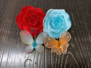 Rose and butterflies hair clip combo🥳😊😊