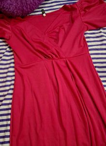 Hot Pink Puff Sleeve Mini Dress