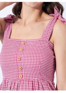 Pink Gingham Tiered Mini Dress