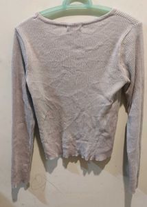 Light Blue Ribbed Long Sleeve Top