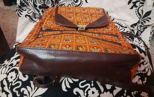 NEW BLOCK PRINT BAGPACK WITH PU LEATHER