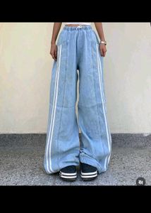 Baggy Side-Striped Denim Jeans.