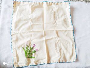 Hand-Embroidered Cream Hankie