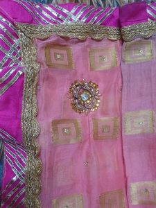 Orange &amp; Gold Saree with pink border