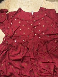 Maroon Mirror Work Kurta