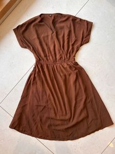 Brown Chiffon Mini Dress