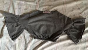 Gray Ruffle Sleeve Top