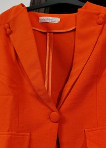 Orange Blazer with Leopard Trim