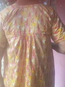 Mustard Colour Nighty For Womens With Pocket