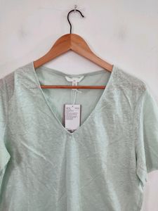 H&amp;M Mint Green Plain Casual Top (Women)
