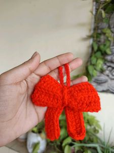 Crochet Handmade Red Big bow keycharm🥳🎀