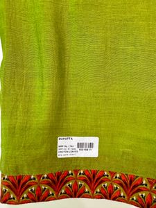 Suvasa Green Orange Chanderi Cotton Dupatta