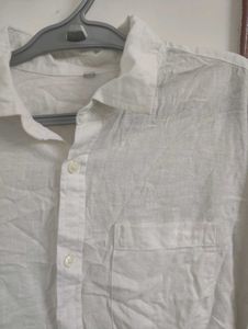 White Linen And Ethnic Shirt - Combo