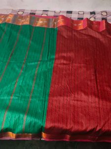 Maroon Striped Saree