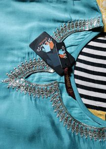 Aqua blue embroidery kurti plazo &amp; dupatta set 🩵