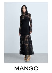 Elegant Black Lace Maxi Dress