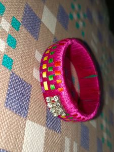 Pink Bangle With Beautiful Stones