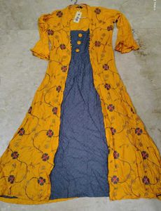 💛🔥Long gown shrug style kurti cum gowwn