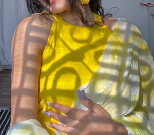 Yellow Maxi Dress with Scarf