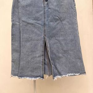 Denim Slit Skirt