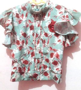 Floral Ruffle Sleeve Top