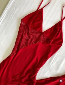 Amber Red Lace Detail Slip Dress