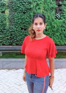 Red Peplum Sleeve Top