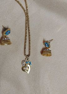 Gold-tone Heart Necklace &amp; Earring Set