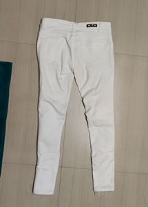 White Jeans With Green Top