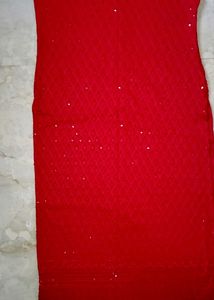 Red Embroidered Kurta