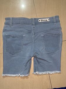 Denim Frayed Hem Shorts