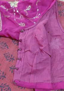 Pink Embroidered Saree
