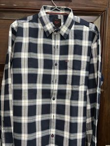 Navy &amp; White Checked Button-Down Shirt