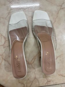 Clear Block Heel Mules