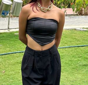 Faux Leather Top Black